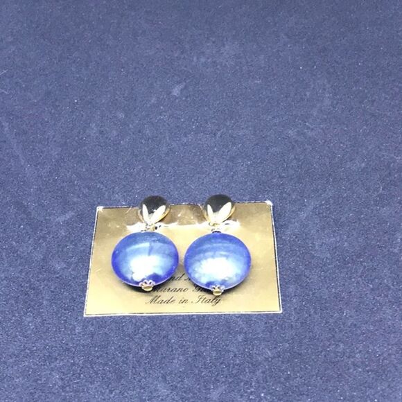 NWT Hand Made Murano Glass Clip-On Earrings - Picture 2 of 2